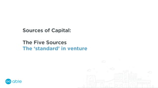 Sources of Capital:
The Five Sources
The ‘standard’ in venture
 