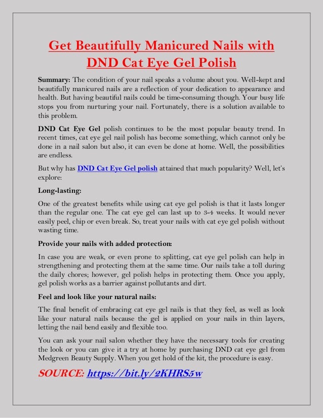 Get Beautifully Manicured Nails with DND Cat Eye Gel Polish