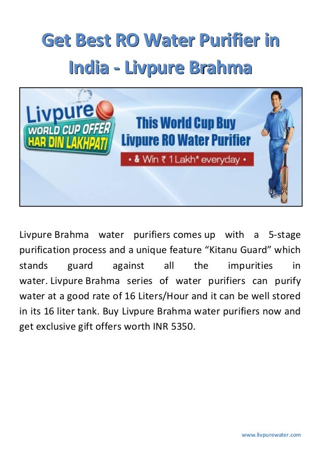 Get Best RO Water Purifier in India Livpure Brahma