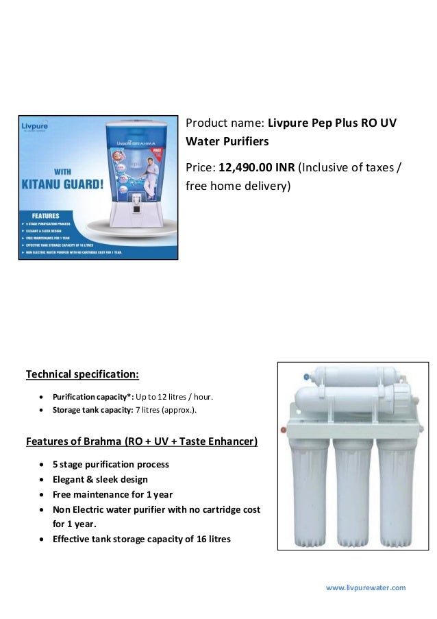 Get Best RO Water Purifier in India Livpure Brahma