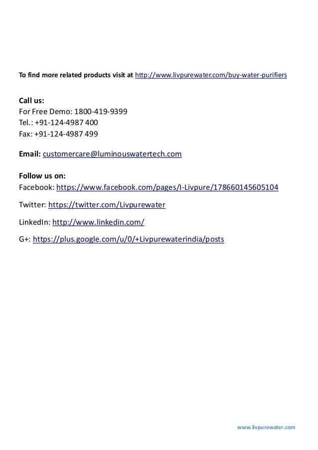 Get Best RO Water Purifier in India Livpure Brahma