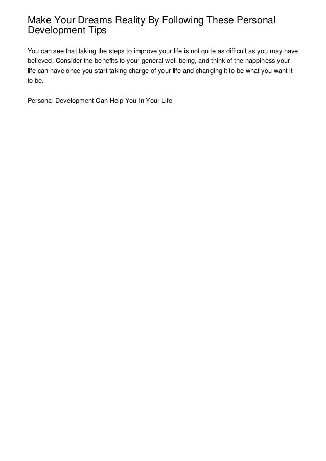 Make Your Dreams Reality By Following These Personal Development Tips