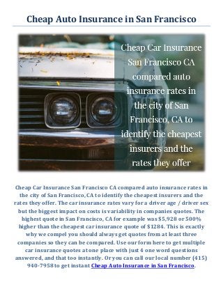Get Cheap Auto Insurance in San Francisco, CA