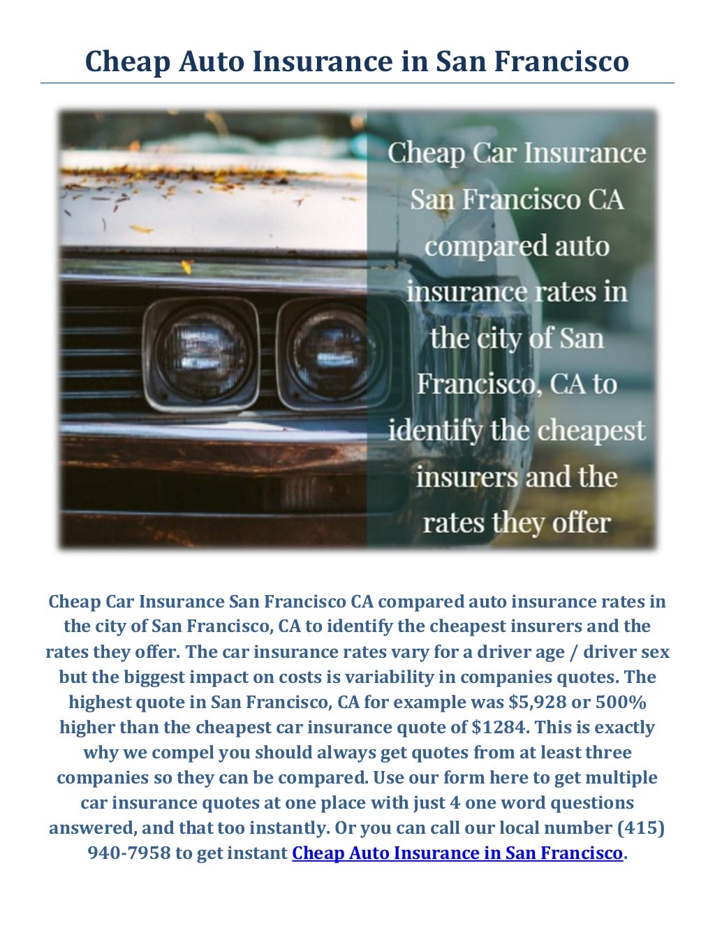 Get Cheap Auto Insurance in San Francisco, CA