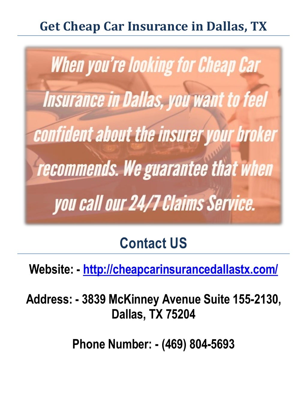 Get Cheap Car Insurance in Dallas, TX