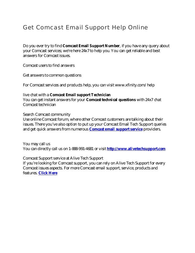 Get Comcast Email Support Help Number Online