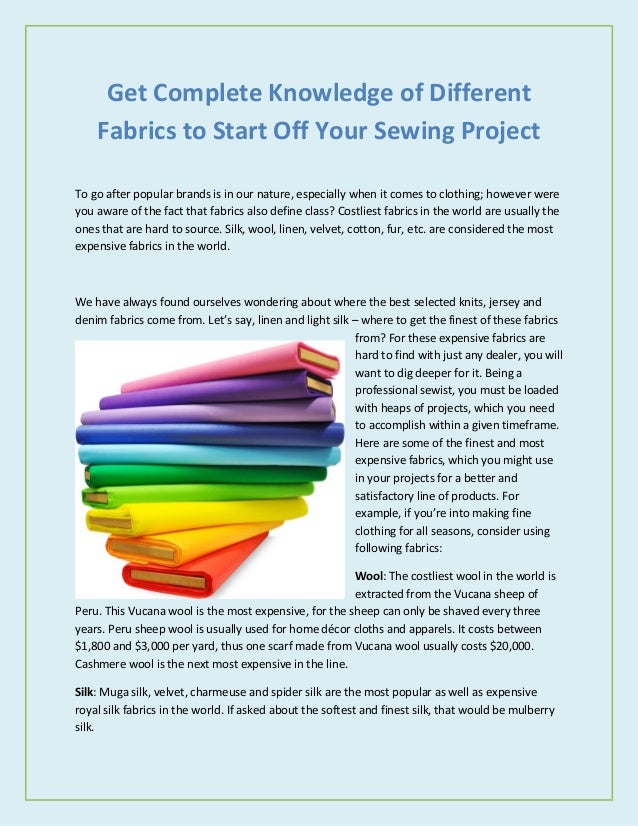 Get Complete Knowledge Of Different Fabrics To Start Off Your Sewing