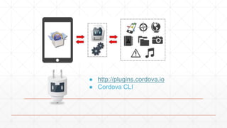 ● http://plugins.cordova.io 
● Cordova CLI 
 