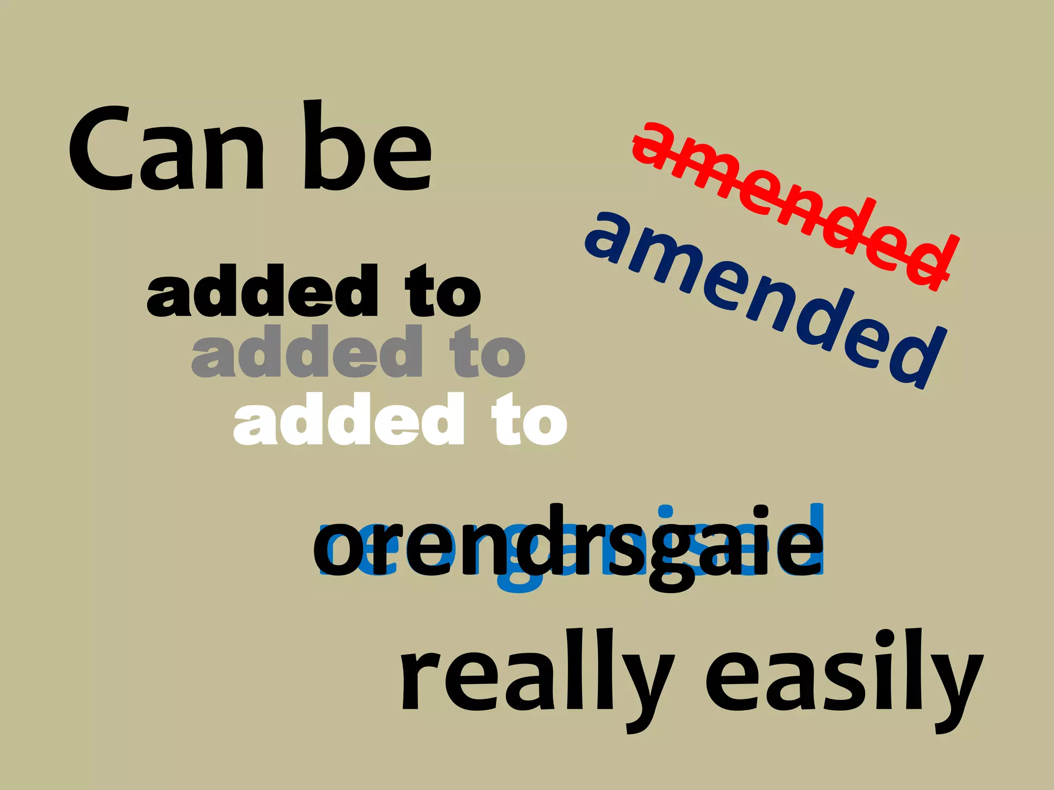 reorganised
Can be
added to
really easily
added to
added to
orendrsgaie
 