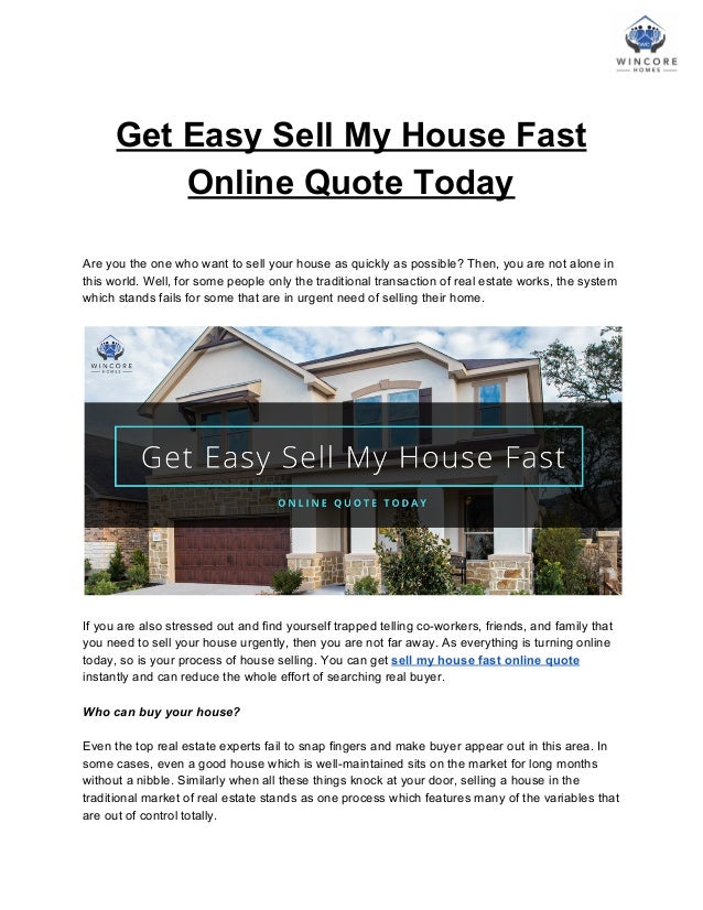 easy sell my house fast online quote today
