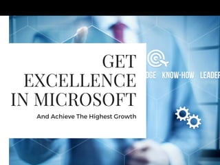 GET
EXCELLENCE
IN MICROSOFT
And Achieve The Highest Growth
PARTNER' S PRESENTATION
 