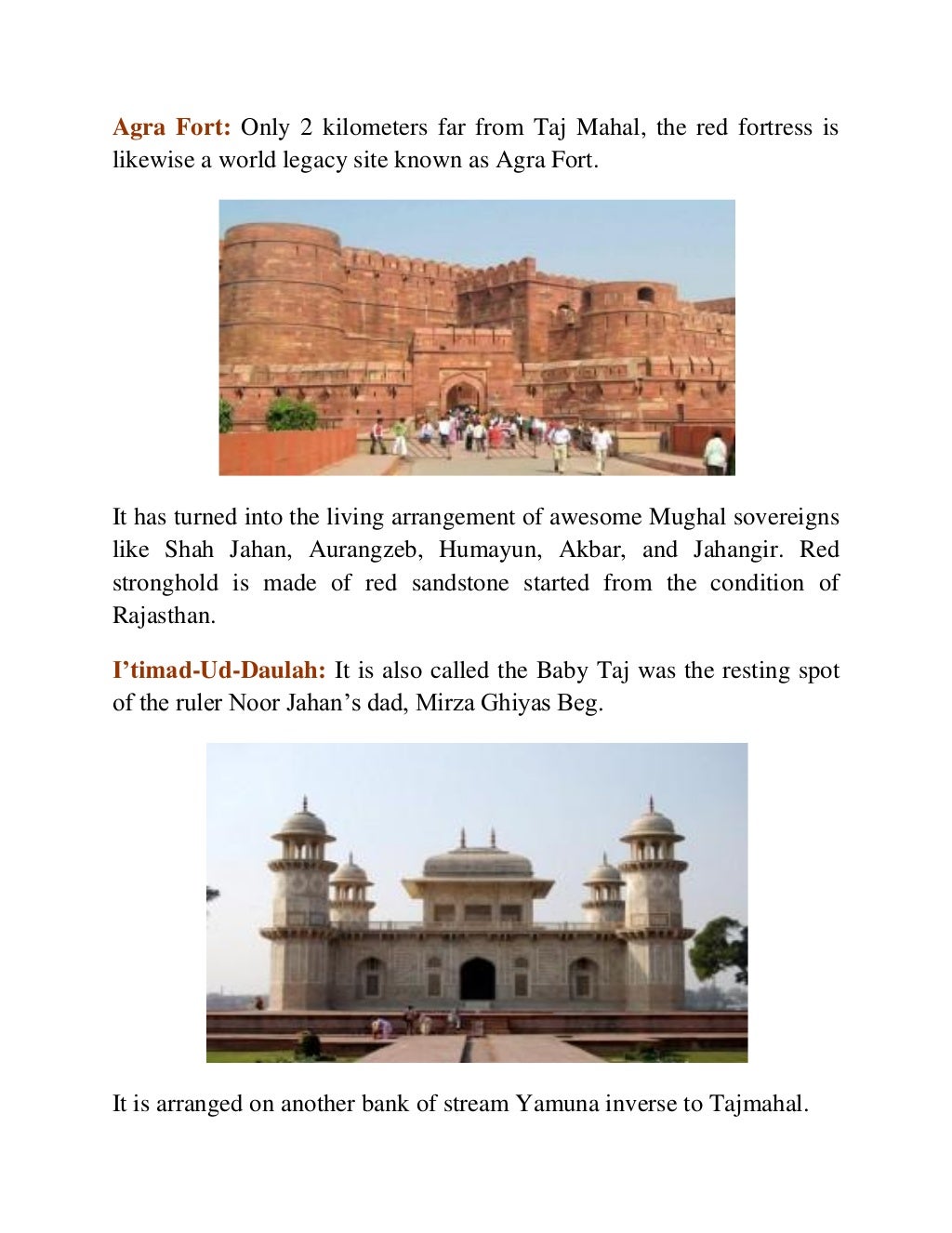 Get experience of the mughal place with tours and travels in agra day ...
