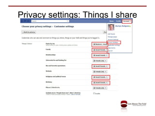 Privacy settings: Things I share 