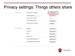 Privacy settings: Things others share 