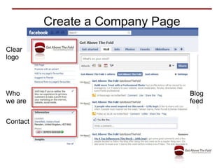 Create a Company Page Clear logo Who we are Contact Blog feed 