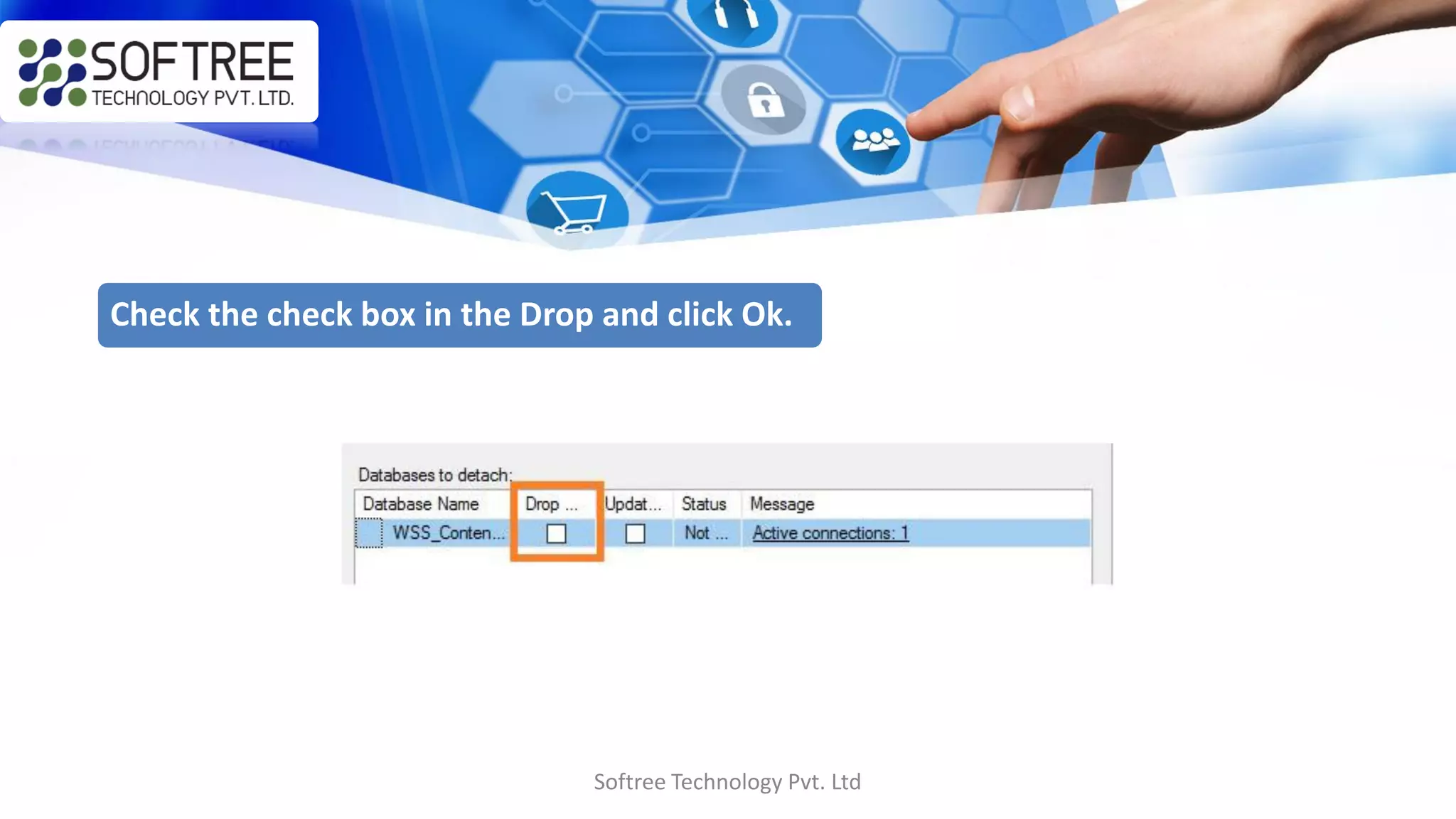 Softree Technology Pvt. Ltd
Check the check box in the Drop and click Ok.
 