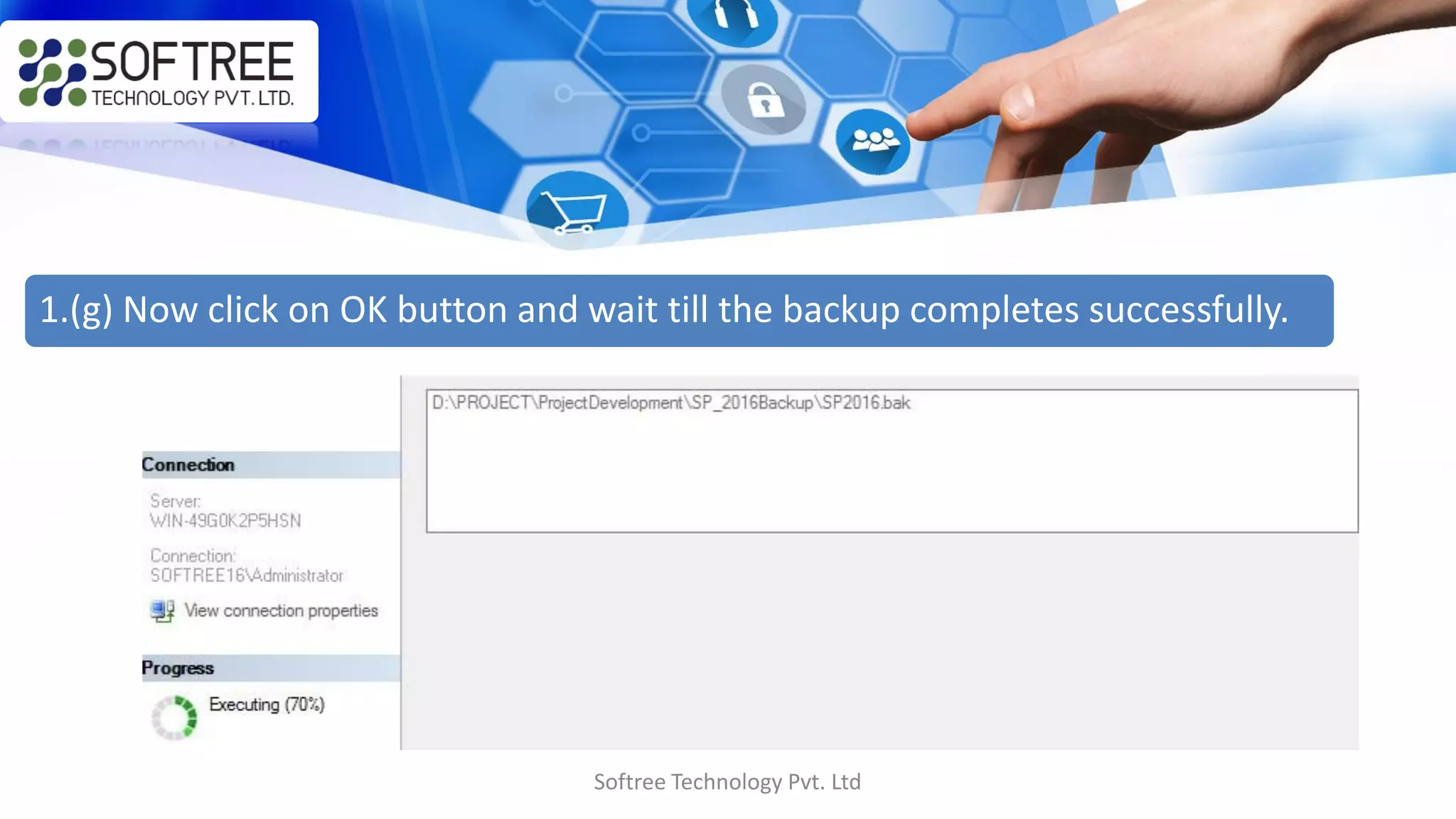 Softree Technology Pvt. Ltd
1.(g) Now click on OK button and wait till the backup completes successfully.
 