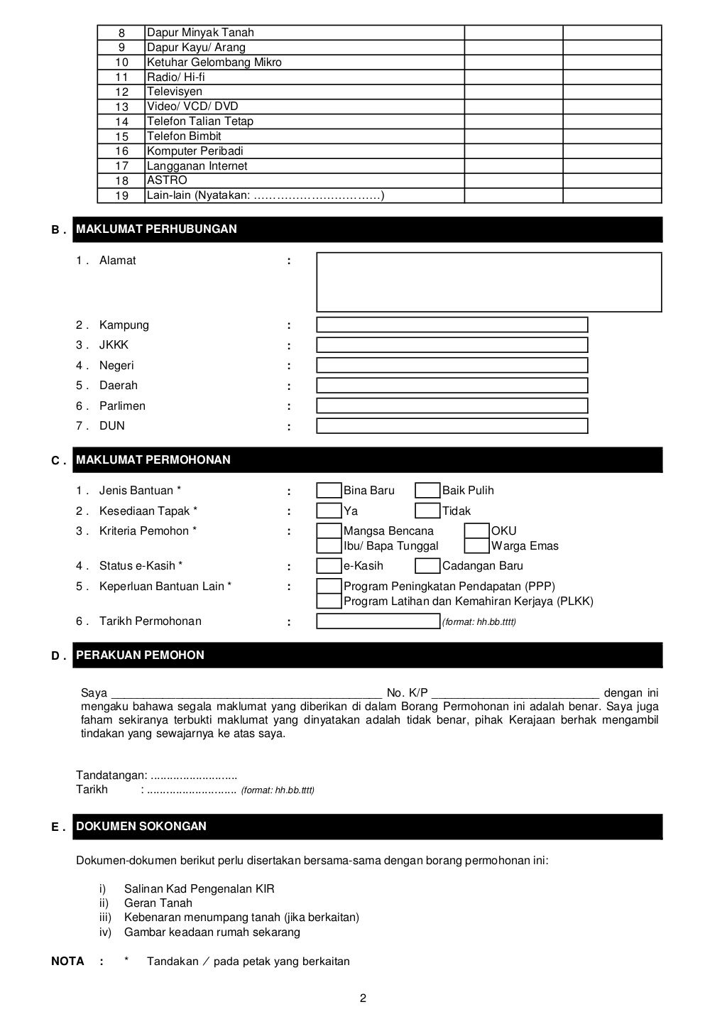 Borang program bantuan rumah