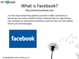 What is Facebook? http://www.facebook.com <ul><li>. .  is a free social networking website launched in 2004. Individuals o...