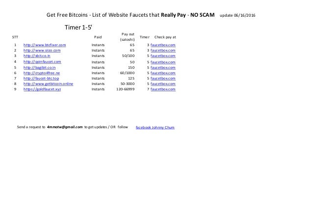 Get Free Bitcoins List Of Website Faucets That Really Pay No Scam - 