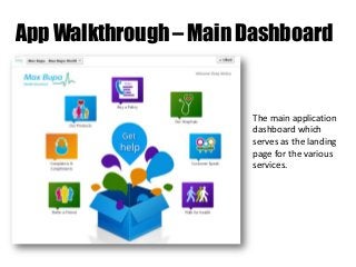 App Walkthrough – Main Dashboard

The main application
dashboard which
serves as the landing
page for the various
services.

 