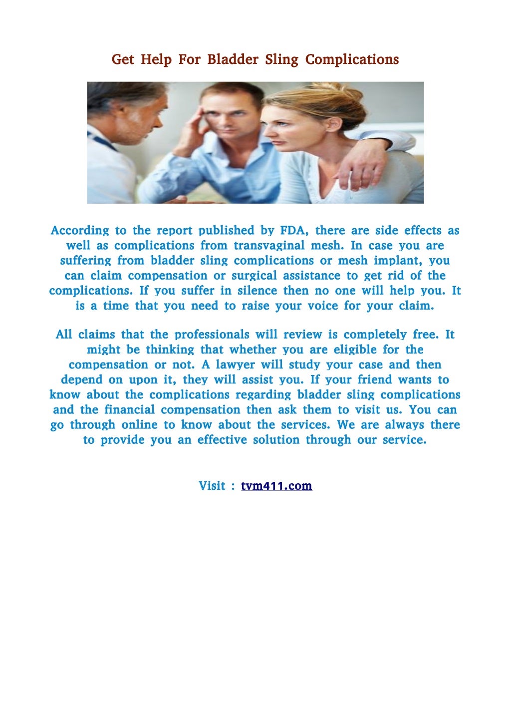 Get Help For Bladder Sling Complications