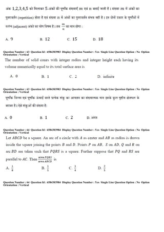 Question Number : 63 Question Id : 6584303983 Display Question Number : Yes Single Line Question Option : No Option
Orientation : Vertical
Question Number : 63 Question Id : 6584303983 Display Question Number : Yes Single Line Question Option : No Option
Orientation : Vertical
Question Number : 64 Question Id : 6584303984 Display Question Number : Yes Single Line Question Option : No Option
Orientation : Vertical
Question Number : 64 Question Id : 6584303984 Display Question Number : Yes Single Line Question Option : No Option
Orientation : Vertical
 