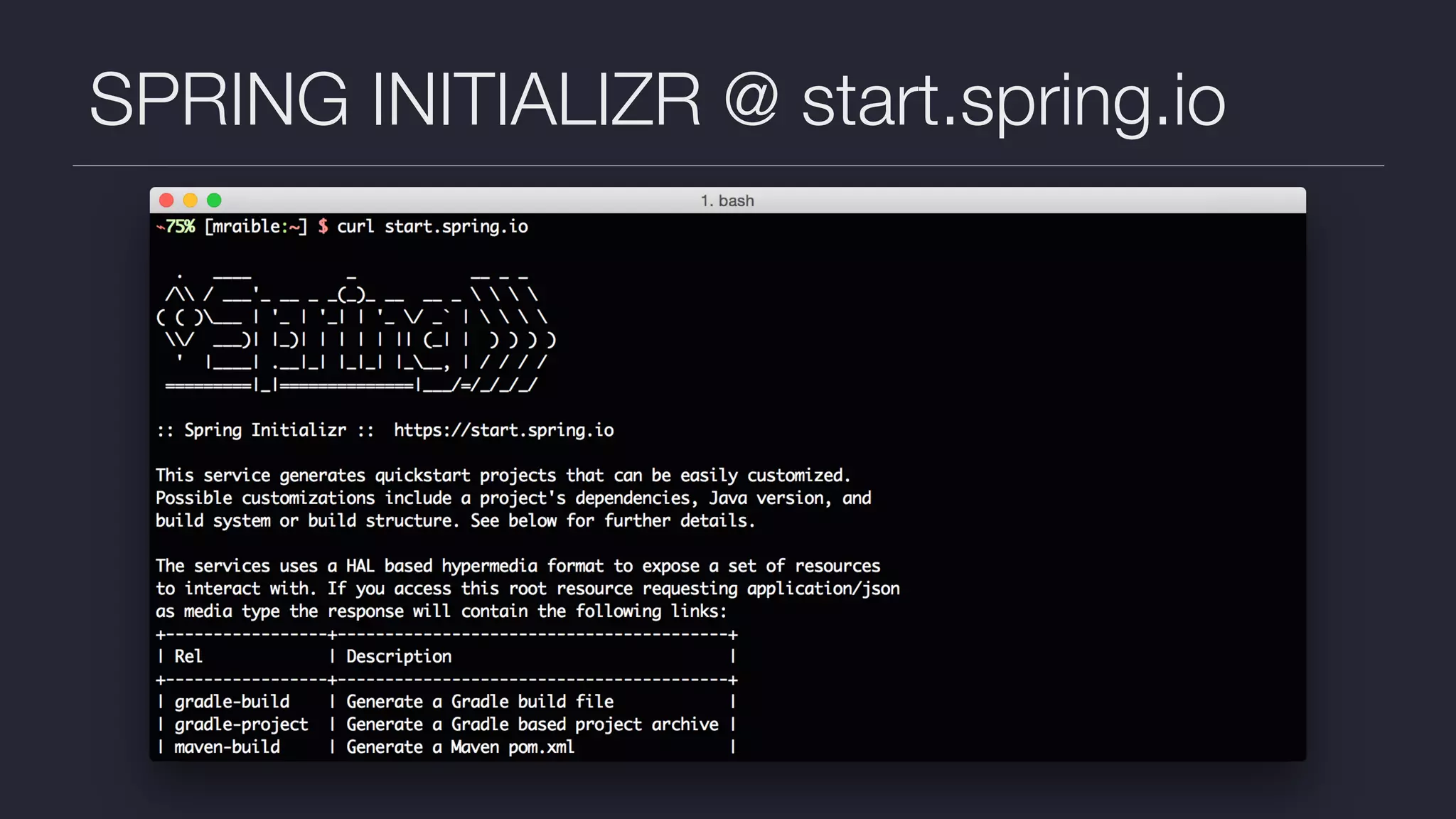 SPRING INITIALIZR @ start.spring.io 