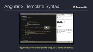 Angular 2: Template Syntax
egghead.io/lessons/angularjs-angular-2-template-syntax
 