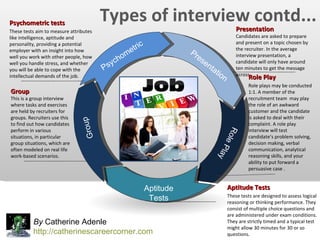 Presentation Psychometric Group  Role Play Aptitude Tests Group This is a group interview where tasks and exercises are he...