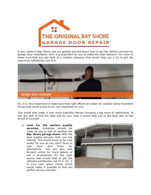 Get Hold Of The Experienced Services For Bay Shore Garage Doors