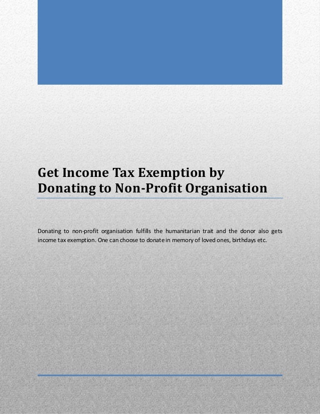 Get Tax Exemption by Donating to NonProfit Organisation