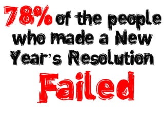          of the people who made a New Year’s Resolution 78%  Failed 