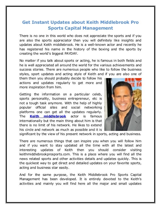 Get Instant Updates About Keith Middlebrook Pro Sports Capital Manage