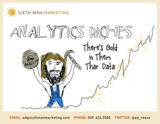 Analytics Riches
                                      There’s Gold
                                        in Them
                                       Thar Data




EMAIL: ed@sixthmanmarketing.com   PHONE: 509. 624.5580   TWITTER: @ed_reese
 