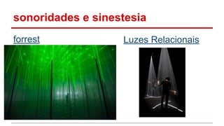 sonoridades e sinestesia
forrest Luzes Relacionais
 