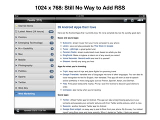 1024 x 768: Still No Way to Add RSS
 