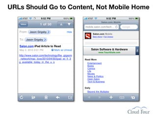 URLs Should Go to Content, Not Mobile Home
 