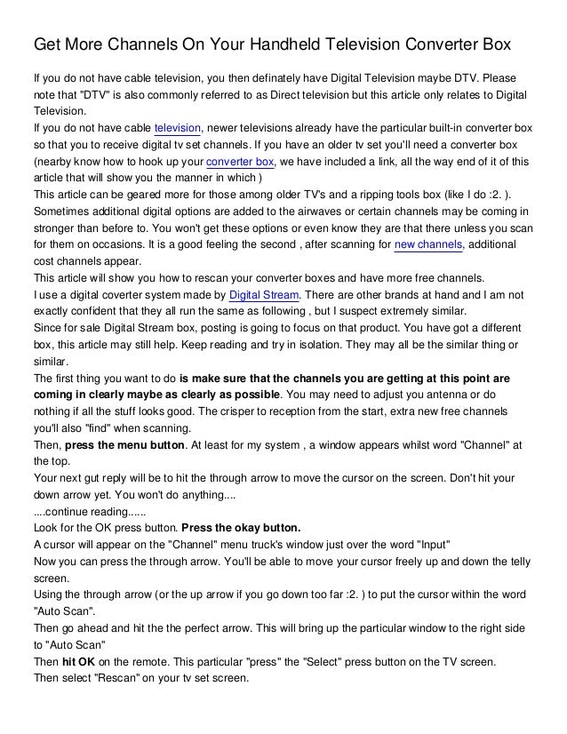 Get More Channels On Your Handheld Television Converter Box