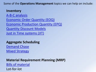 Get operations management assignment help | PPT
