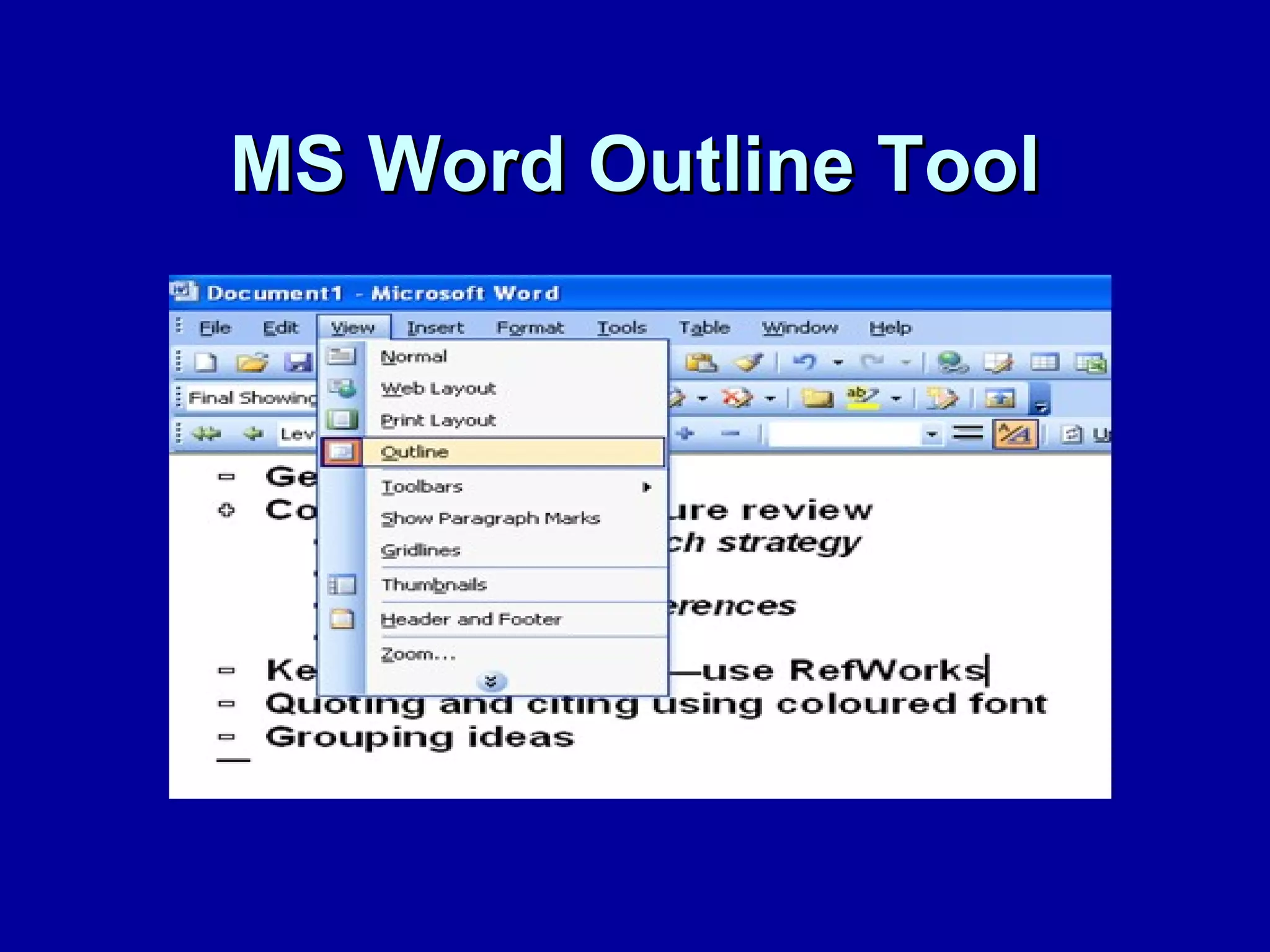 MS Word Outline Tool 