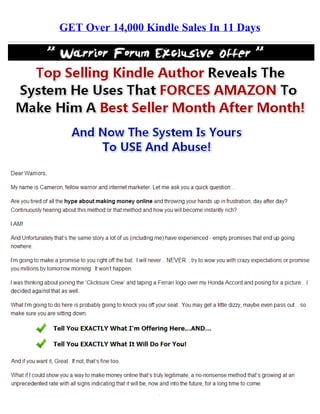 GET Over 14,000 Kindle Sales In 11 Days
 