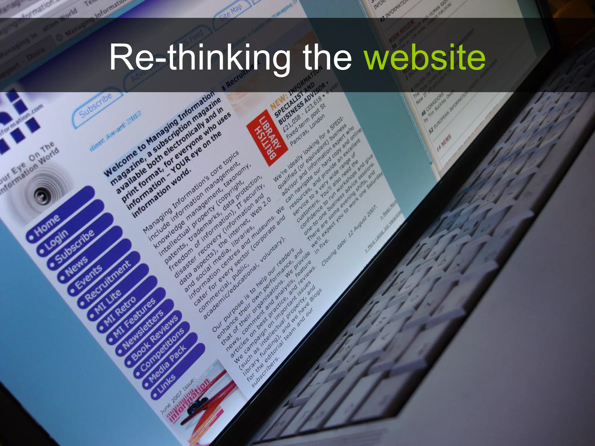 Re-thinking the website
 