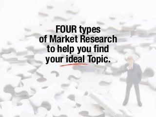 FOUR types
of Market Research
to help you ﬁnd
your ideal Topic.
 