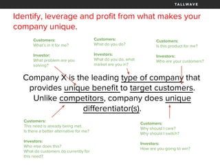 Identify, leverage and profit from what makes your
company unique.
Company X is the leading type of company that
provides ...