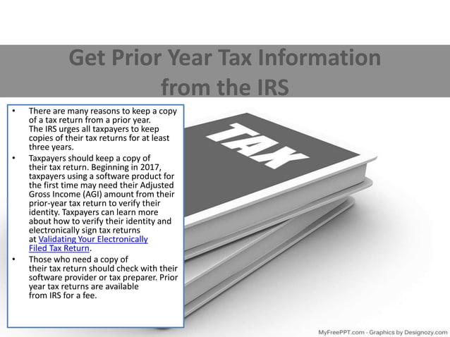 Get Prior Year Tax Information from the IRS | PPT