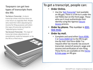Get Prior Year Tax Information from the IRS | PPT