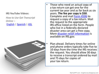 Get Prior Year Tax Information from the IRS | PPT
