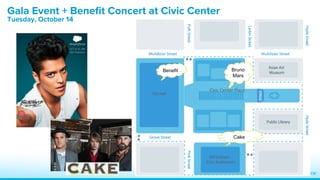 Benefit Bruno 
Mars 
Civic 
Center 
Plaza 
Cake 
Gala Event + Benefit Concert at Civic Center 
Tuesday, October 14 
 