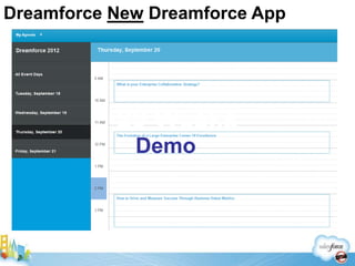 Dreamforce New Dreamforce App




           20 Weeks
             Demo
 